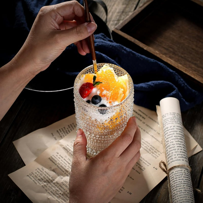 Consou Large Glasses Set of 6 15 oz Hobnail Glassware Thick Glass Heavy Base