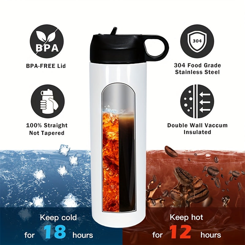 25pcs 20oz Sublimation Blank Double Wall Insulated Sports Water Flask Bottle with Flip Top Lid