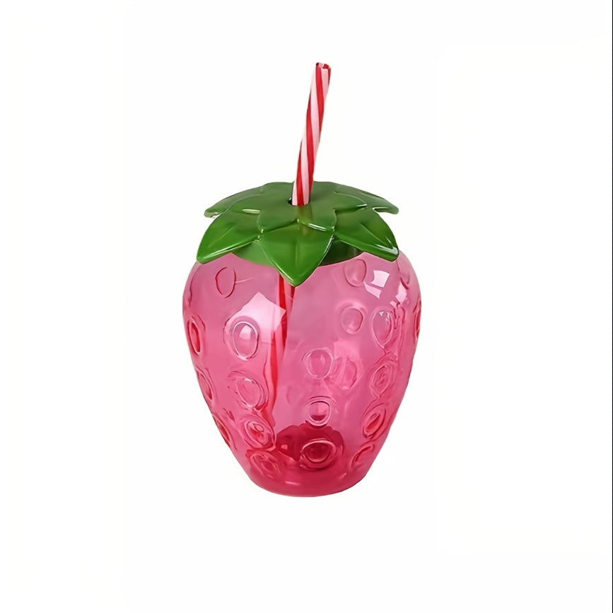 1pc Cute Strawberry Tumbler Cup 1pc Cute Transparent Strawberry Tumbler With Lid And Straw Kawaii Strawberry Cup Milk Tea Cup Fruit Cup Portable Cup Party Drinkware