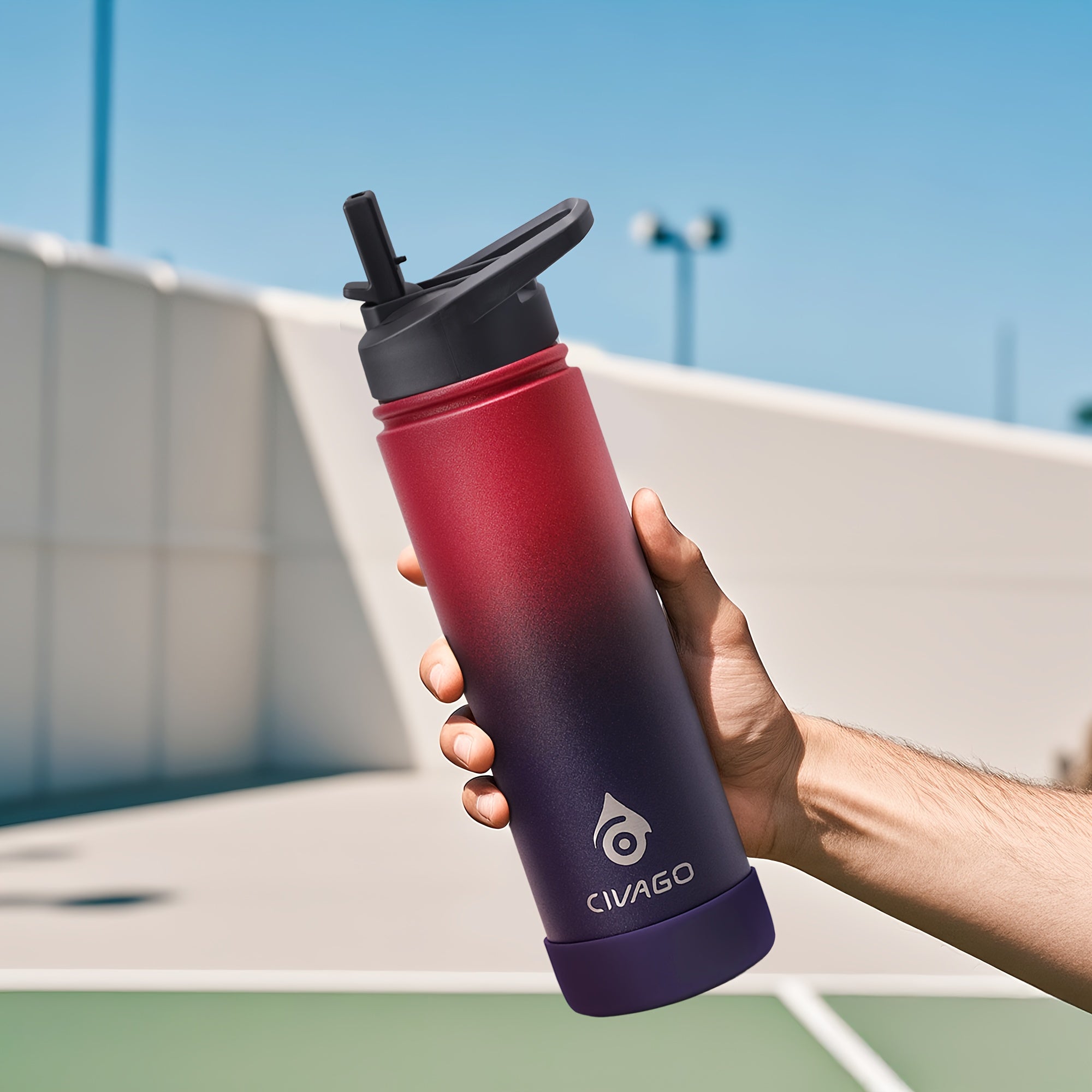 22oz Insulated Water Bottle with Straw Lids (Straw And Spout Lid), Wide Mouth Stainless Steel Tumbler Cup with Handle, Sweat-Free Leak Proof Vacuum Cup Flask, for Sports Hiking Travel Coffee Mug, Durable Metal Canteen BPA Free, 1pc