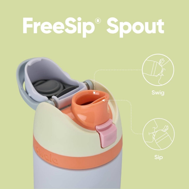 FreeSip 24oz Insulated Stainless Steel Water Bottle with Straw - Double-Wall Vacuum Insulated Insulated Bottle, BPA-Free, Leakproof & Dishwasher Safe, Ergonomic Grip & Straw Lid for Gym, Travel, School, Outdoor - Green with Orange Accent