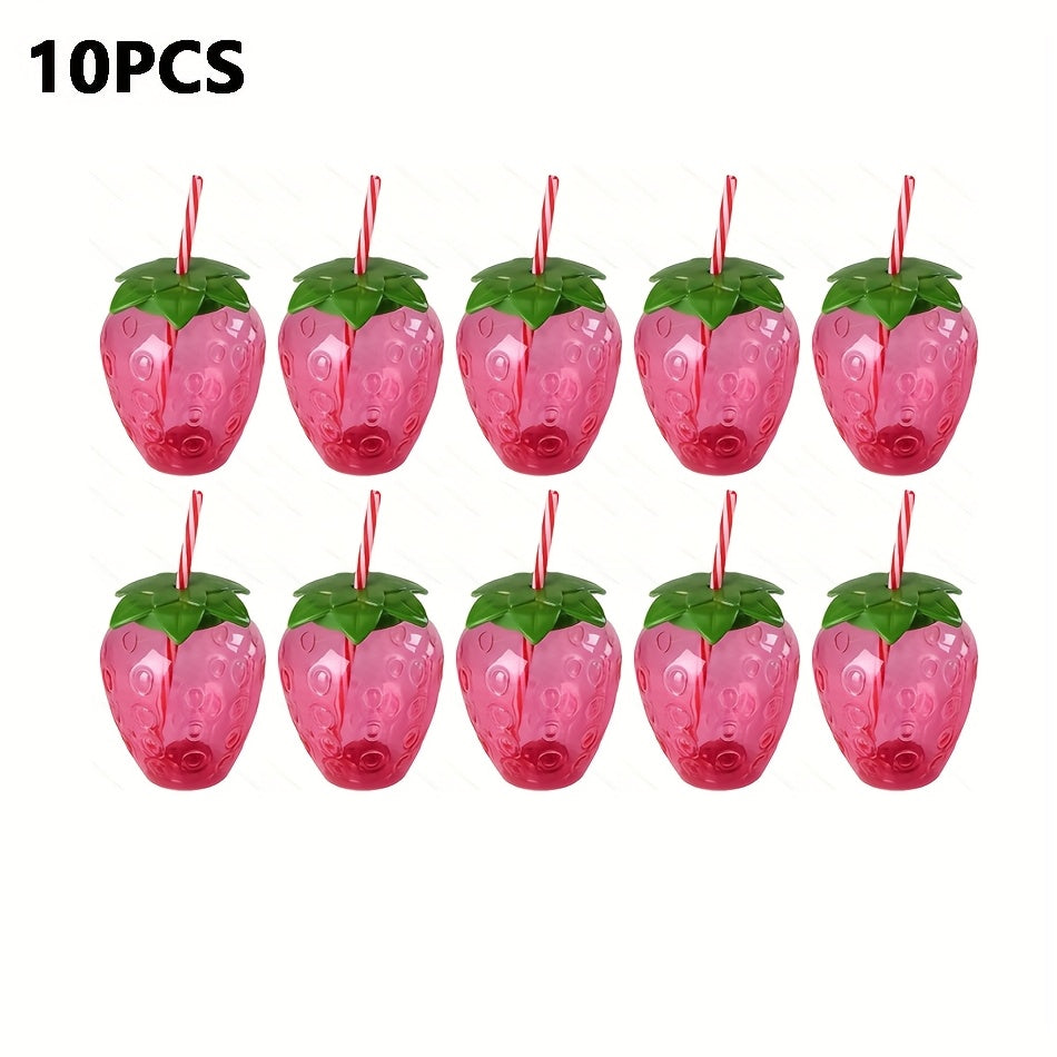 1pc Cute Strawberry Tumbler Cup 1pc Cute Transparent Strawberry Tumbler With Lid And Straw Kawaii Strawberry Cup Milk Tea Cup Fruit Cup Portable Cup Party Drinkware