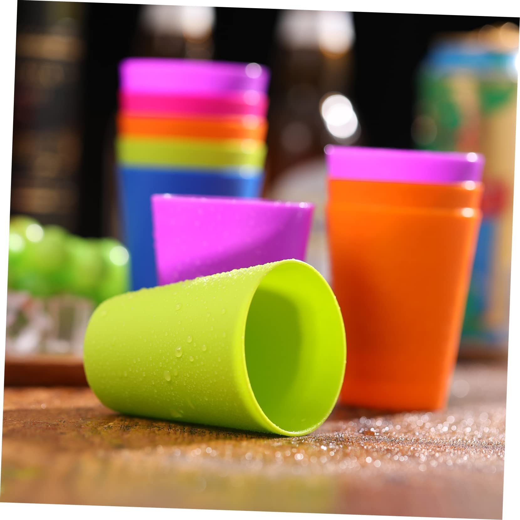 6-Piece Colorful Plastic Drinking Cup Set, Durable and Stackable, Suitable for Fruit Juice, Milk, Coffee, Ice Cream, Microwave and Dishwasher Safe, Kitchen Cup
