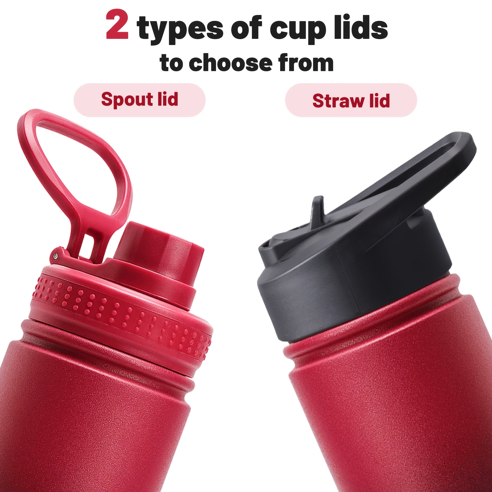 22oz Insulated Water Bottle with Straw Lids (Straw And Spout Lid), Wide Mouth Stainless Steel Tumbler Cup with Handle, Sweat-Free Leak Proof Vacuum Cup Flask, for Sports Hiking Travel Coffee Mug, Durable Metal Canteen BPA Free, 1pc