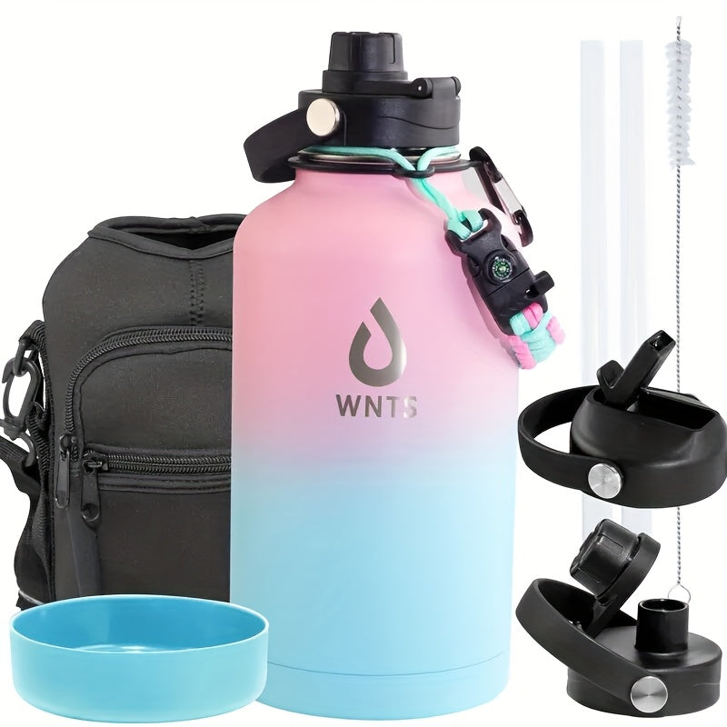 40oz\u002F64oz Insulated Stainless Steel Water Bottle - Double Vacuum Insulated to Maintain Water Temperature - Includes 2 LIDS, Straws And Brushes, Tote Bag And Carrying Ring. Suitable for Outdoor, Office. The Perfect Gift for Holidays And Birthdays