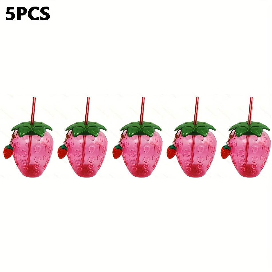 1pc Cute Strawberry Tumbler Cup 1pc Cute Transparent Strawberry Tumbler With Lid And Straw Kawaii Strawberry Cup Milk Tea Cup Fruit Cup Portable Cup Party Drinkware