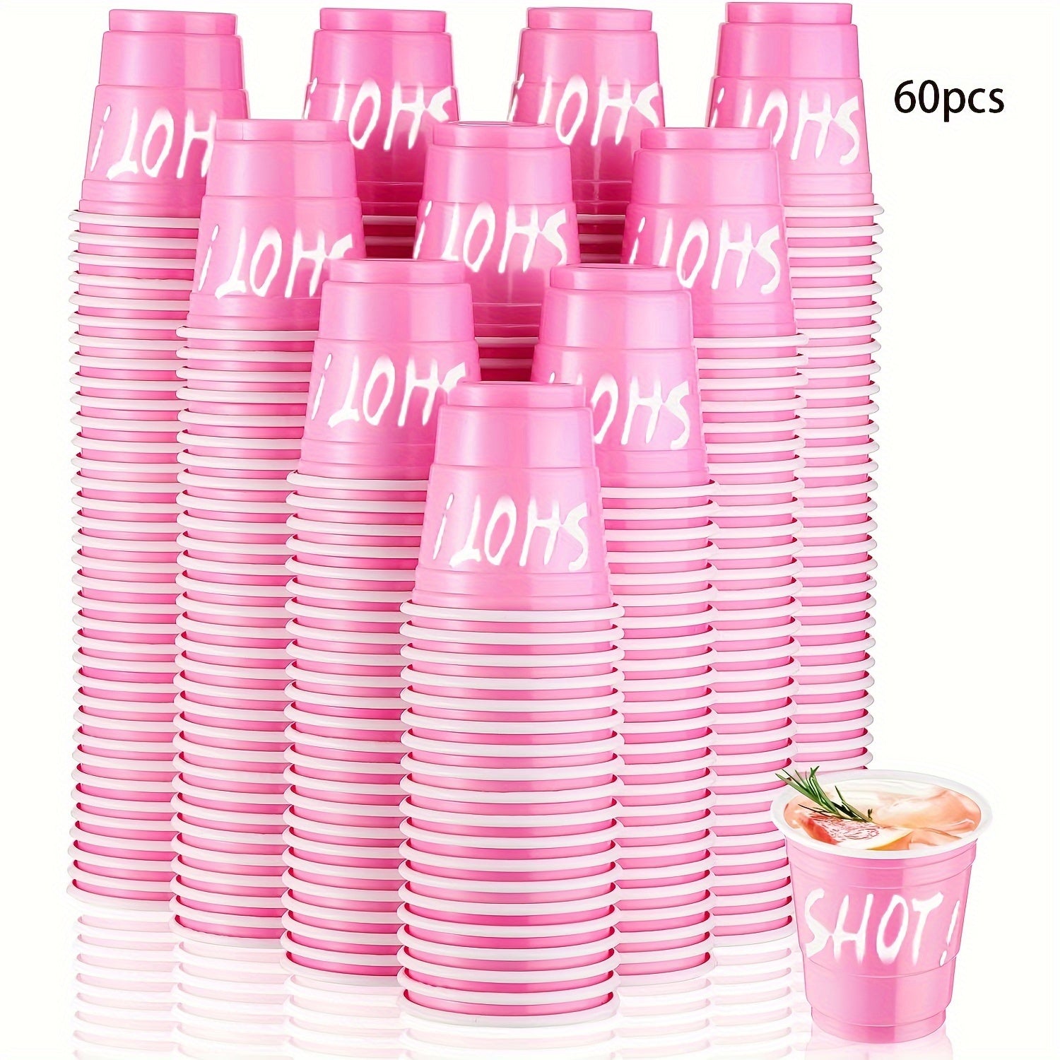 10\u002F40\u002F60pcs Party Decorations Hot Pink Party Cups, 2oz, Single Serving, Cute Mini, PPSU Plastic, for Mother'S Day, Birthday, Party, Picnic Supplies