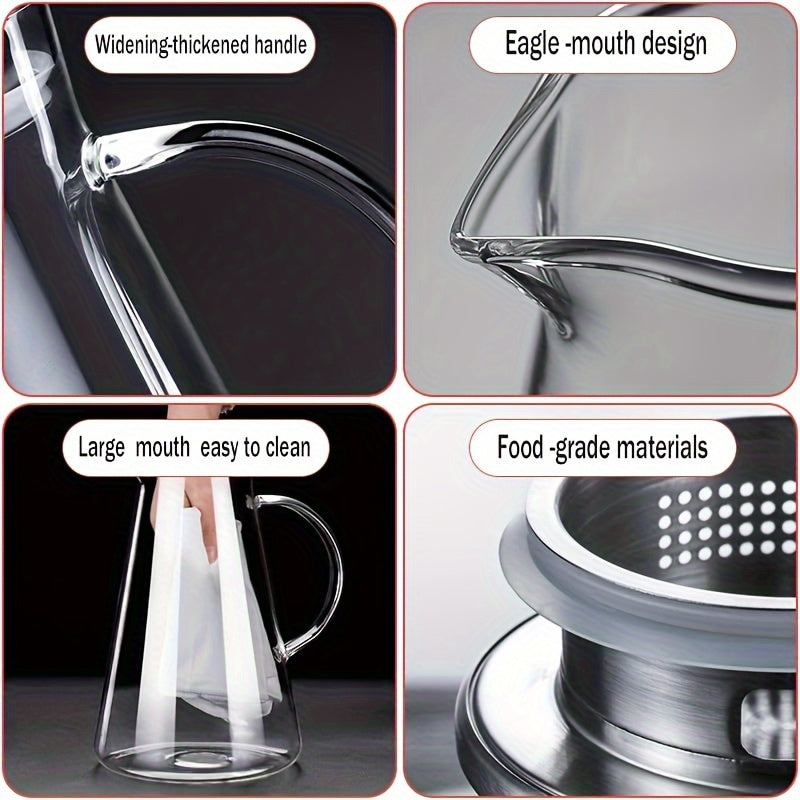 Glass Pitcher Set 7pcs Glass Pitcher Set - Jug with 6 Water Glasses Tumbler Cups - Heat Directly Lid Carafe Jug with Spout Handle for Hot\u002FCold Tea Beverage