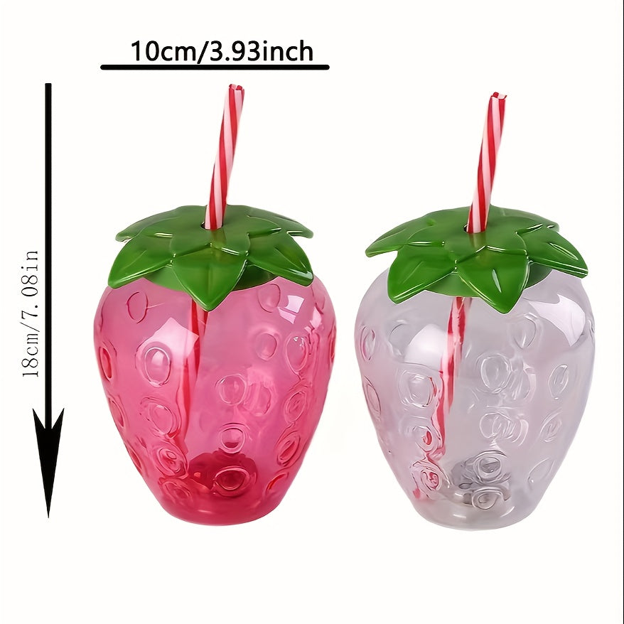 1pc Cute Strawberry Tumbler Cup 1pc Cute Transparent Strawberry Tumbler With Lid And Straw Kawaii Strawberry Cup Milk Tea Cup Fruit Cup Portable Cup Party Drinkware