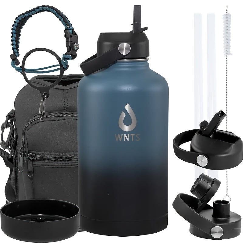 40oz\u002F64oz Insulated Stainless Steel Water Bottle - Double Vacuum Insulated to Maintain Water Temperature - Includes 2 LIDS, Straws And Brushes, Tote Bag And Carrying Ring. Suitable for Outdoor, Office. The Perfect Gift for Holidays And Birthdays