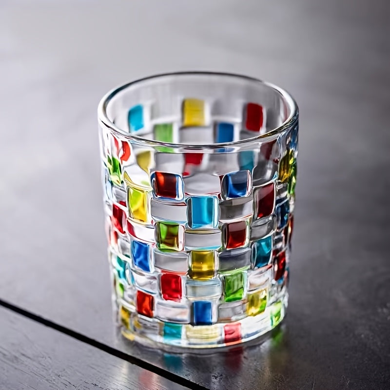 4pcs Colored Glass Mugs Water Mugs Coffee Mugs Premium Feeling Painted Home Whiskey Vintage Beer Mugs, Home Barware, Party Drinkware, Decorative Glassware, Classic Design, Durable Glassware, Handcrafted Mugs, Drinking Glasses, Barware Set