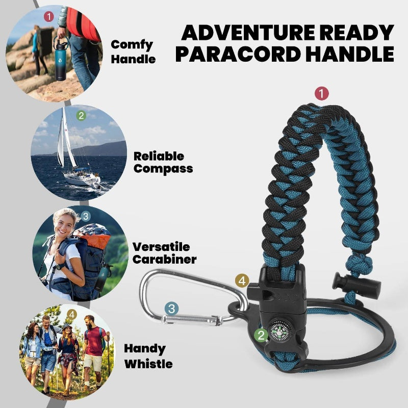 40oz Triple Wall Vacuum Insulated Stainless Steel Water Bottle - 48-Hour Cold Retention, Leakproof, BPA-Free, with Paracord Handle & Straw Spout Lids, Heavy-Duty Thermal Flask for Camping, Gym, Travel, Office - Elegant Indigo Black (Compatible with