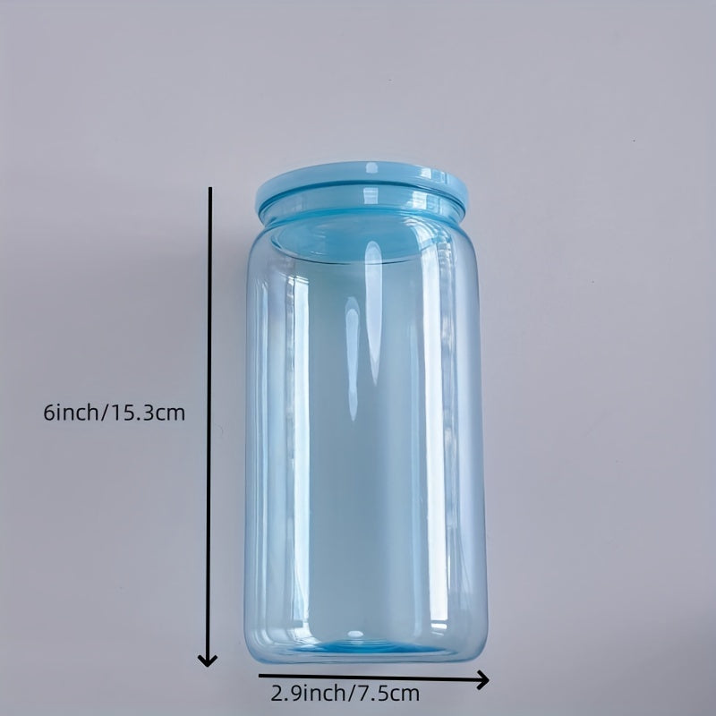 50pack USA WAREHOUSE Jelly 16oz Plastic Cup Cold Cup With Lid And Straw For Uv Dtf Wraps Clear Transparent Colored 16oz Plastic Acrylic Cup With Colorful Lids 16oz Libby Tumbler Suitable For Camping, Outdoor Activities, A Gift For Father'S Day Gift