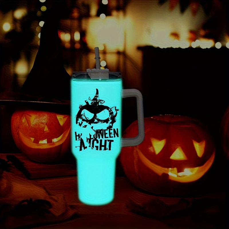 12pcs, 40oz Sublimation Tumbler Glow In The Dark Bottle with Handle and Straw Lid, Stainless Steel Vacuum Insulated Mug, Portable Large Capacity Cup, for Outdoor Sports, Travel & Camping, Gift