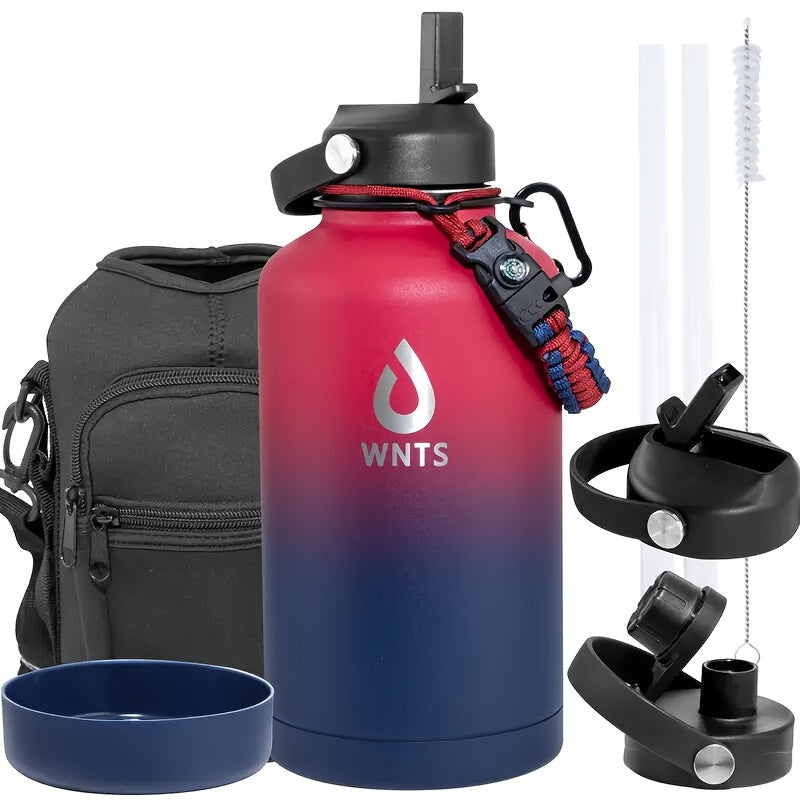40oz\u002F64oz Insulated Stainless Steel Water Bottle - Double Vacuum Insulated to Maintain Water Temperature - Includes 2 LIDS, Straws And Brushes, Tote Bag And Carrying Ring. Suitable for Outdoor, Office. The Perfect Gift for Holidays And Birthdays