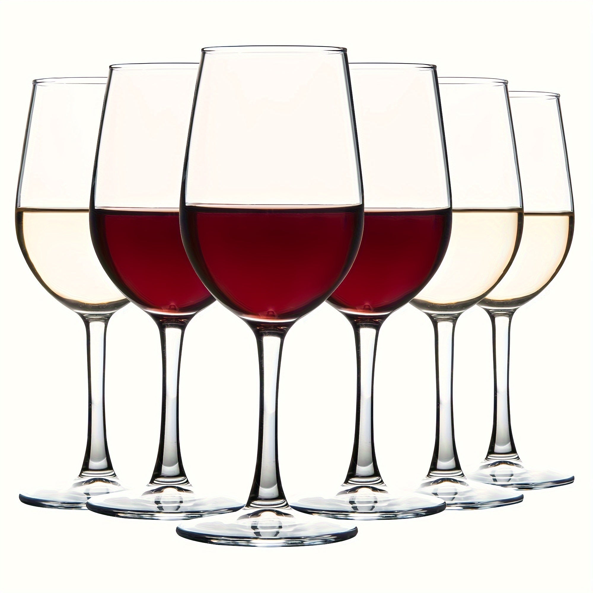 6\u002F8\u002F12pcs, 12Oz Red\u002FWhite Wine Glasses Set, Durable Long Stemmed Crystal Clear Glasses, Goblet, Perfect for Home Wedding Party Christmas Halloween&Christmas