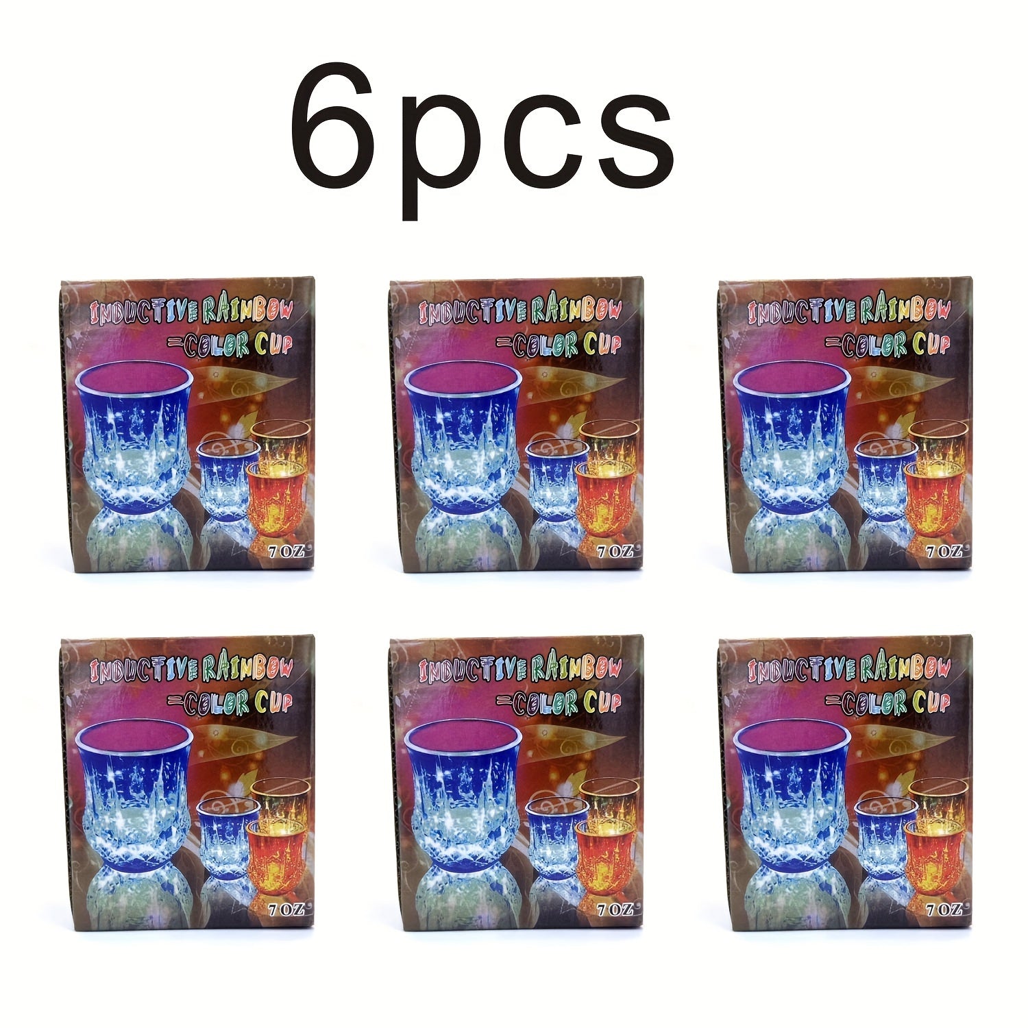 4 Pack-6Pack Liquid Activated Flash Drinking Crystal Cups, Multicolor LED Glowing Wine Drinking Tumblers for Bar Party Decor Halloween&Christmas