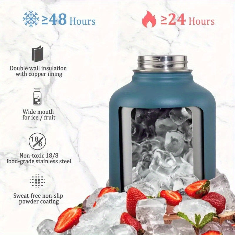 40oz\u002F64oz Insulated Stainless Steel Water Bottle - Double Vacuum Insulated to Maintain Water Temperature - Includes 2 LIDS, Straws And Brushes, Tote Bag And Carrying Ring. Suitable for Outdoor, Office. The Perfect Gift for Holidays And Birthdays