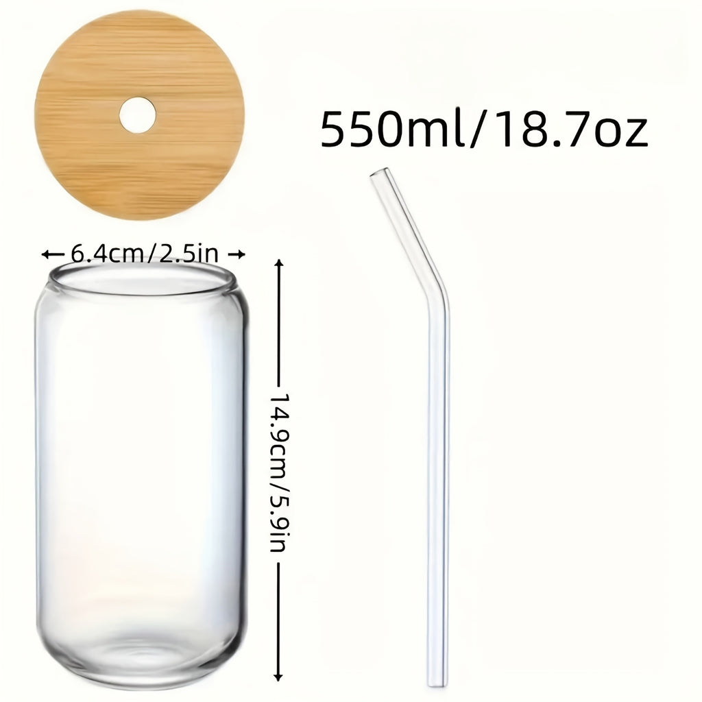 Durable Mason Jar Cups 4\u002F6\u002F8\u002F12\u002F16pcs Durable Mason Jar Glass Cups with Bamboo Lids & Reusable Straws - 18.7oz\u002F550ml Iced Coffee Tumblers for Home, Family Gatherings, and Travel