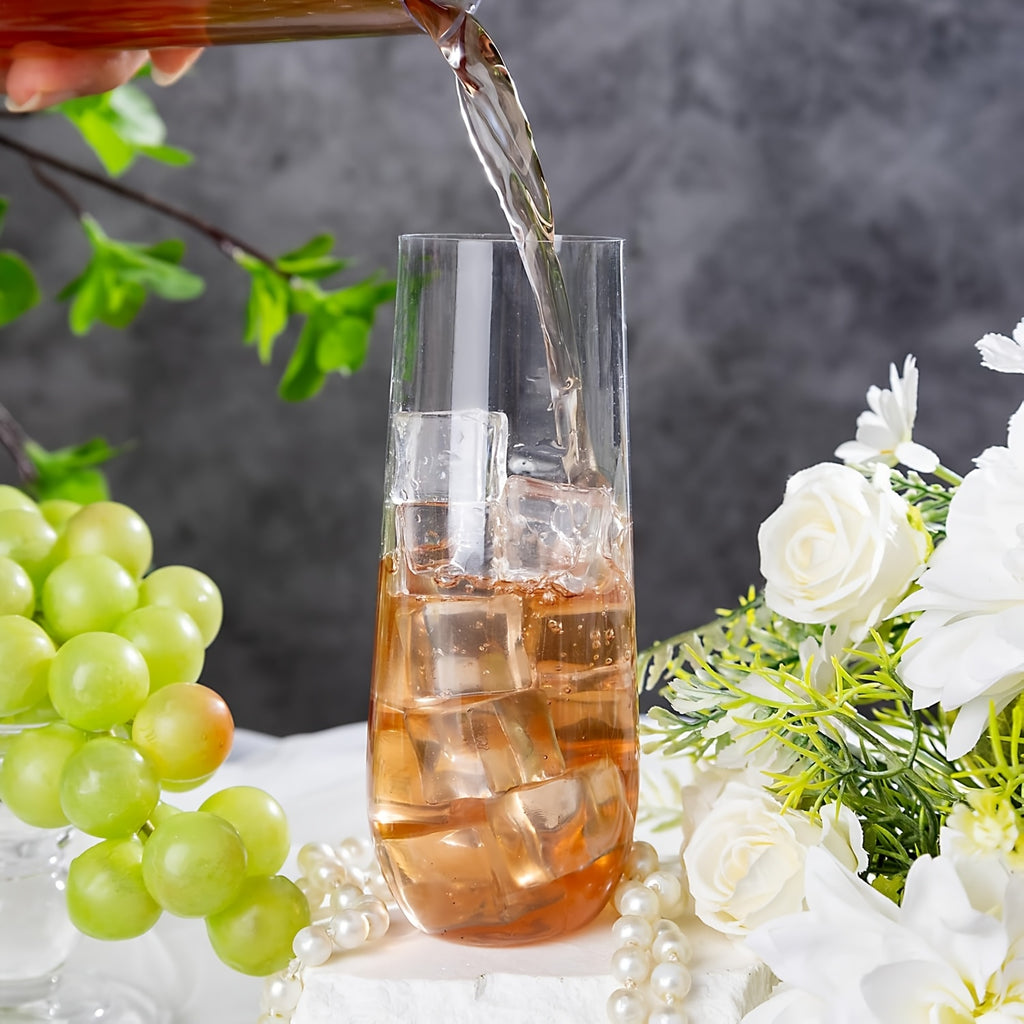 36\u002F48\u002F100pcs Stemless Plastic Champagne Flutes, 9oz Golden Rim Plastic Champagne Glasses, Clear Plastic Toasting Glasses, Unbreakable, Shatterproof Roostertail Cups for Party\u002Fwedding, Hand Washable And Reusable