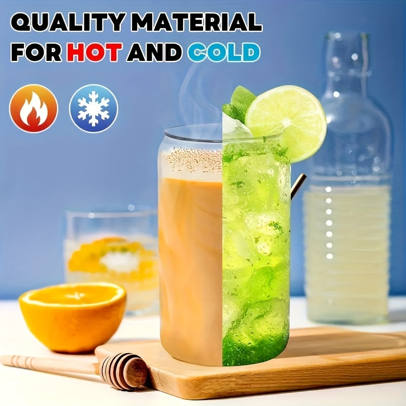 6\u002F8\u002F16pcs Glasses, 16oz Insulated Glasses with Lids And Straws, Jar Glasses for Gifts, Parties, Drinking Glass Sets, Iced Coffee Mugs, Cute Tea Mugs, Homemade Drinking Glasses.