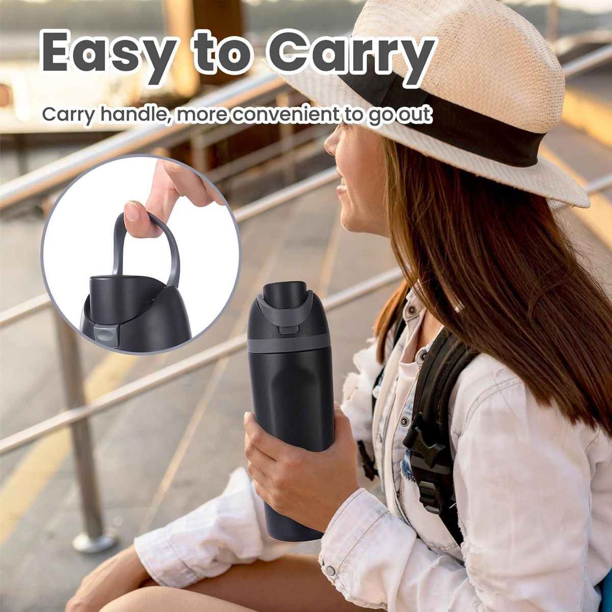 24oz Insulated Stainless Steel Water Bottle with Straw for Sports and Travel, BPA-Free Sports Water Bottle (dark black), Gym Essentials, Daily Hydration, Modern Water Bottle, Stylish Hydration, Highquality Steel, Leakproof Bottle, Reusable Bottle