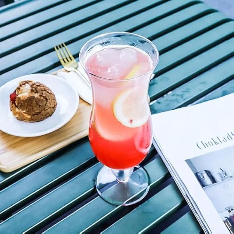 Yesland 6 Pack Hurricane Glass 13 5 oz Break Resistant Plastic Pina Colada Cocktail Glasses Clear Tulip Drinking Cups for Drinking Cocktails Tropical Drinks Water Full Bodied Beer Juice