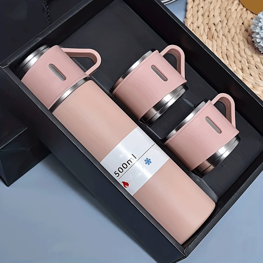500ml, 17 Oz, 3-in-1 Stainless Steel Vacuum Cup - Double-layer Insulation, Ultra Portable, Multifunctional Design, Comes With 2 Lids, Sturdy And Durable, Suitable For Travel, Home, Office, School, And Unique Birthday Gifts