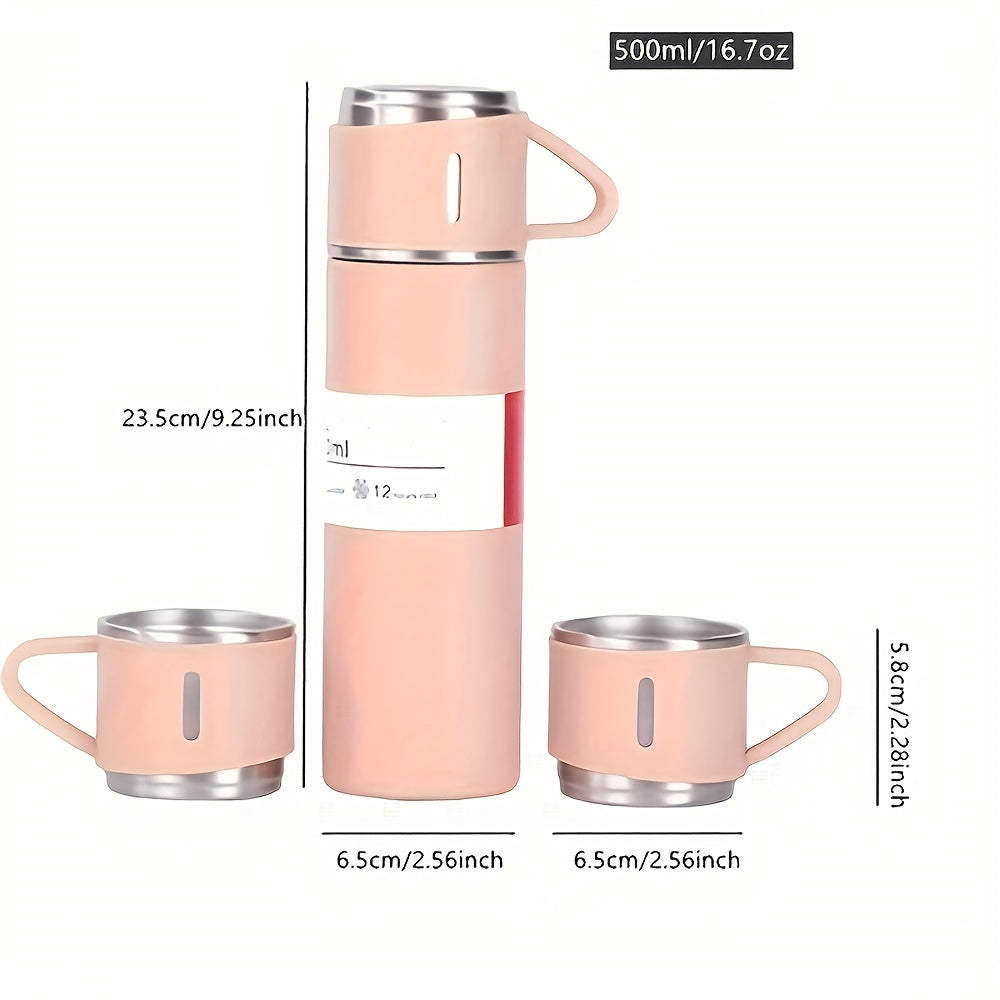 500ml, 17 Oz, 3-in-1 Stainless Steel Vacuum Cup - Double-layer Insulation, Ultra Portable, Multifunctional Design, Comes With 2 Lids, Sturdy And Durable, Suitable For Travel, Home, Office, School, And Unique Birthday Gifts