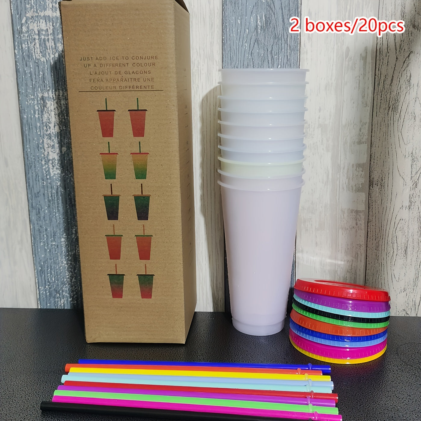 200 Stylish 24Oz Color-Changing Party Cups (With Lids & Straws), Bpa-Free Reusable PP Plastic Travel Tumblers, Juice Drinkware for Travel, Birthdays, Holiday Events & Gatherings, 3.9 Inches X 7 Inches for Halloween, Christmas Event & Party Supplies