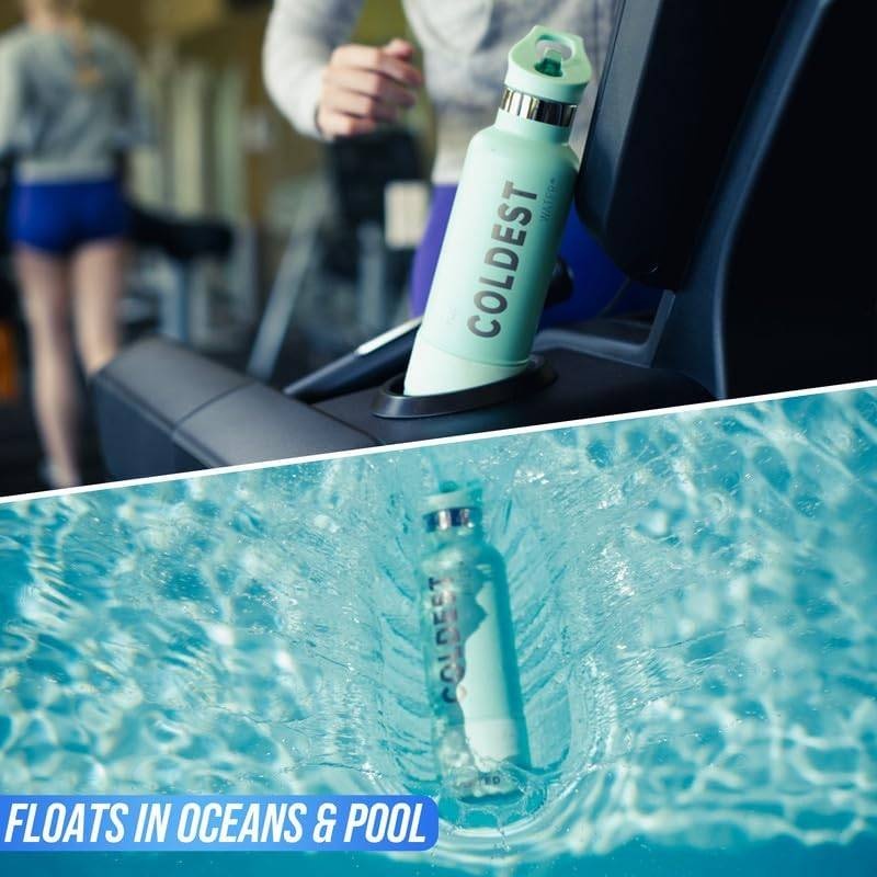 21oz Stainless Steel Insulated Water Bottle with Straw Lid - Double-Wall Vacuum Insulation, Leakproof & Temperature Retention, Matte Black with Blue Accent, Ergonomic Grip & Carry Loop, Durable Thermos for Hot\u002FCold Drinks, Outdoor, Gym, Travel