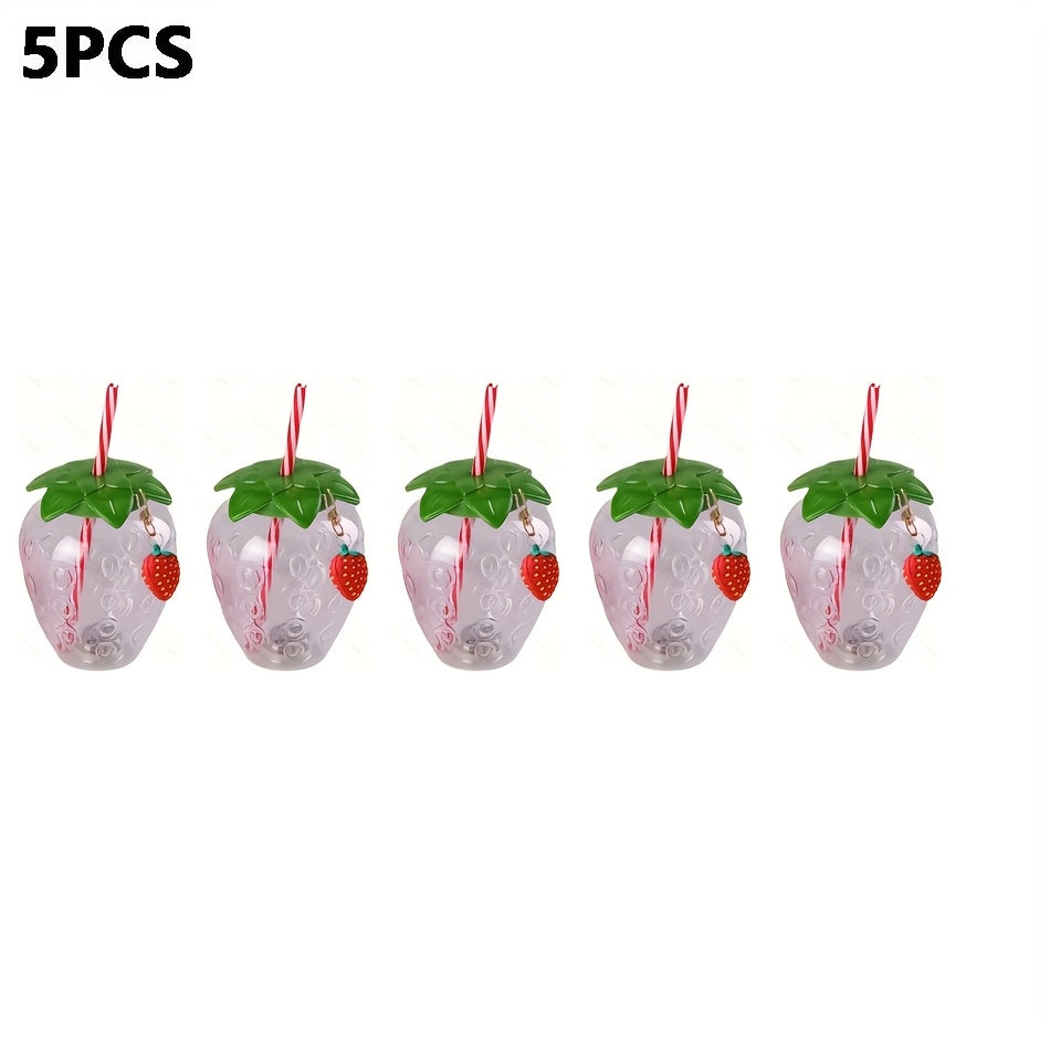 1pc Cute Strawberry Tumbler Cup 1pc Cute Transparent Strawberry Tumbler With Lid And Straw Kawaii Strawberry Cup Milk Tea Cup Fruit Cup Portable Cup Party Drinkware