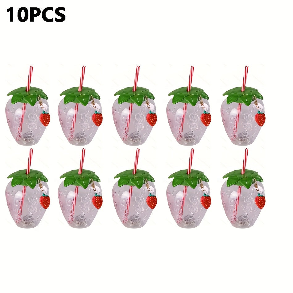 1pc Cute Strawberry Tumbler Cup 1pc Cute Transparent Strawberry Tumbler With Lid And Straw Kawaii Strawberry Cup Milk Tea Cup Fruit Cup Portable Cup Party Drinkware