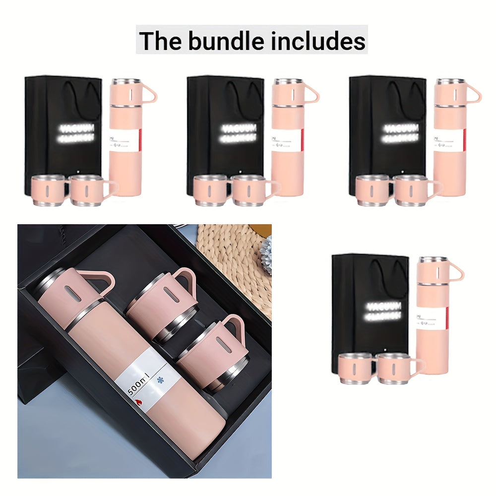 500ml, 17 Oz, 3-in-1 Stainless Steel Vacuum Cup - Double-layer Insulation, Ultra Portable, Multifunctional Design, Comes With 2 Lids, Sturdy And Durable, Suitable For Travel, Home, Office, School, And Unique Birthday Gifts