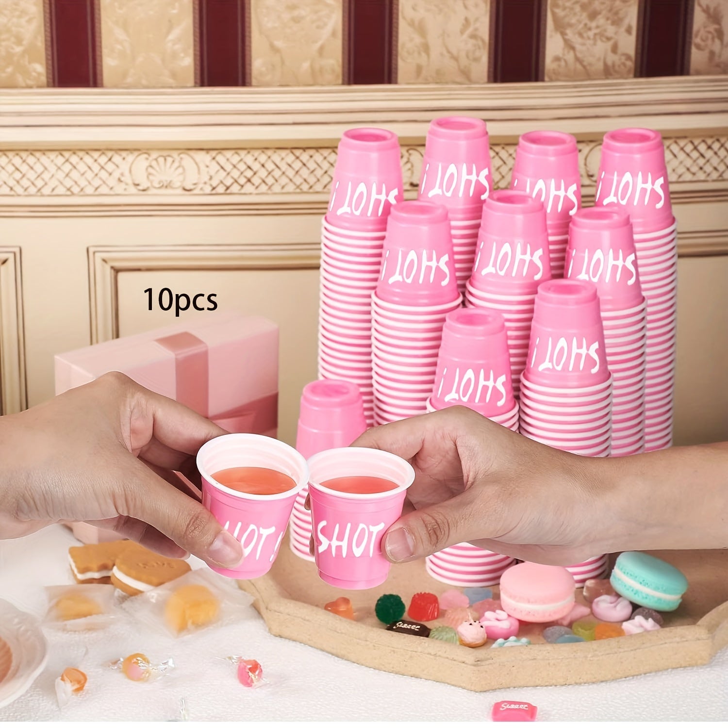 10\u002F40\u002F60pcs Party Decorations Hot Pink Party Cups, 2oz, Single Serving, Cute Mini, PPSU Plastic, for Mother'S Day, Birthday, Party, Picnic Supplies