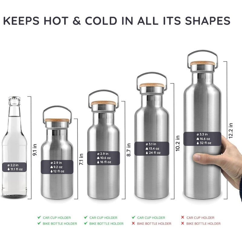 Metal Insulated Bottle 16oz Stainless Steel Bottle Insulated Reusable Bottle Vacuum Insulated Bottle Hot Bottle Metal Bottle Bottle 500ml, Hot Beverage Container, Travel Bottle, Foldable Bottle, Compact Bottle, Highquality Metal, Leakproof Bottle