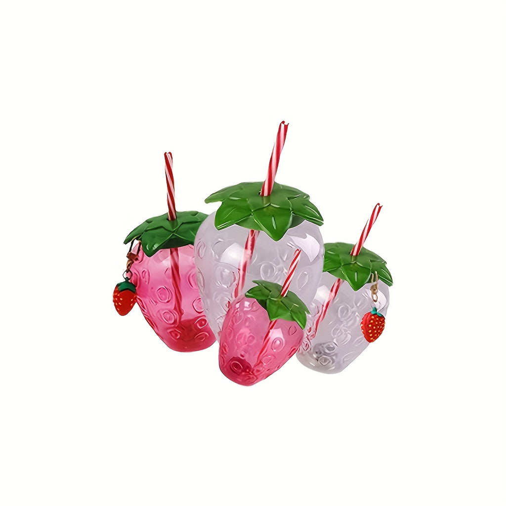 1pc Cute Strawberry Tumbler Cup 1pc Cute Transparent Strawberry Tumbler With Lid And Straw Kawaii Strawberry Cup Milk Tea Cup Fruit Cup Portable Cup Party Drinkware