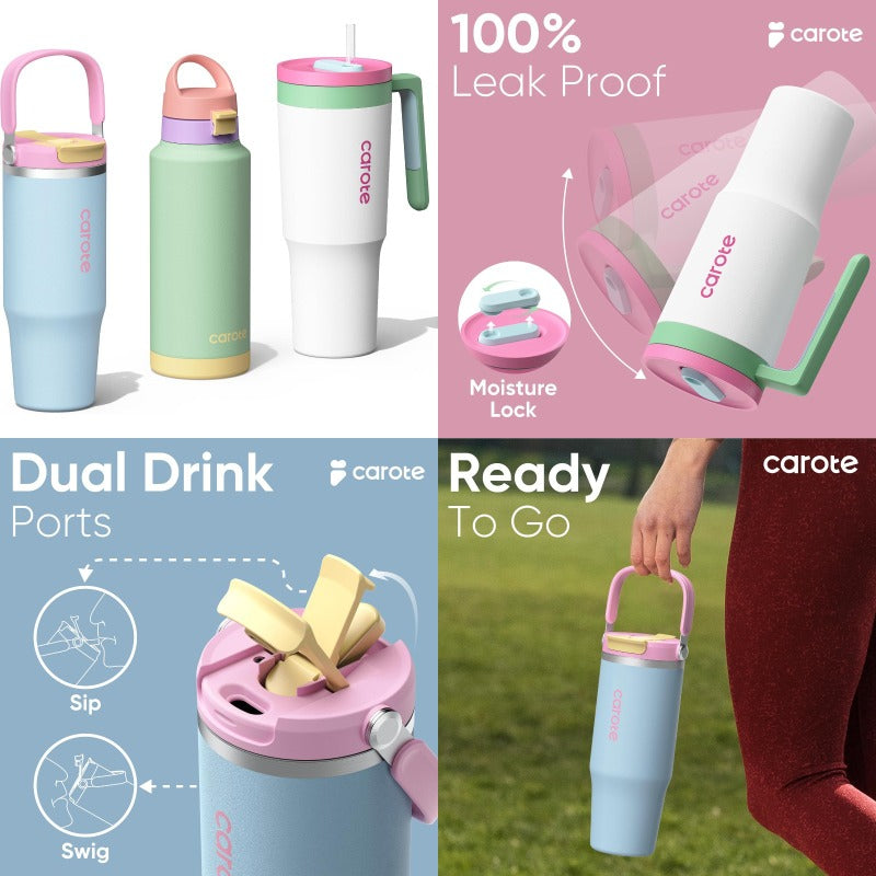 3Pack Insulated Stainl Steel Water Bottles with Upgraded Leakproof Tech Car Holder Fit and ScratchResistant 32 32 40 oz Travel Straw Tumblers Set for Home Car Outdoor aron