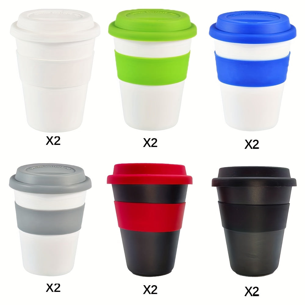 5pcs\u002F6pcs And 12pcs Sets Of 13.53-ounce (approximately 400 Grams) Travel Cups With Lids, Non Slip And Insulated Double-layer Mugs, BPA Free - Can Be Used In Microwave Ovens And Dishwashers, Reusable Plastic Travel Coffee Cups