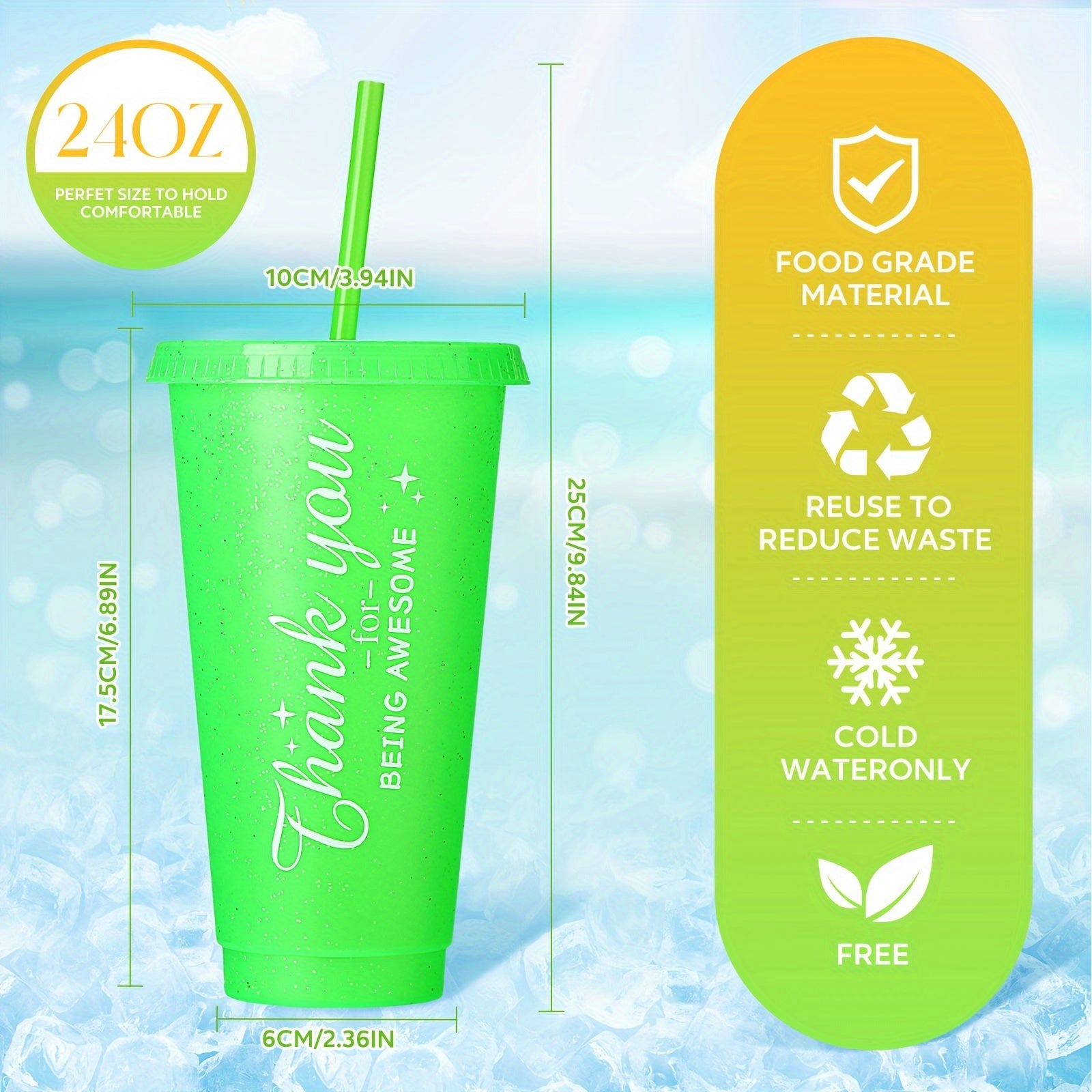 72 Pcs Thank You Gifts Inspirational Tumbler Cup 24 Oz Colorful Tumbler With Lid And Straw Reusable Plastic Tumblers Graduation Appreciation Gift For Coworker Teacher Employee (Bright Colors)