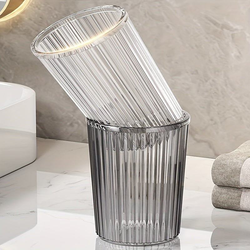 Single, Multiple, Casual Choice Transparent Striped Mouthwash Cup, Bathroom Water Cup, Light Luxury Mouthwash Cup, Suitable for Home, Couples, Student Dormitory Use