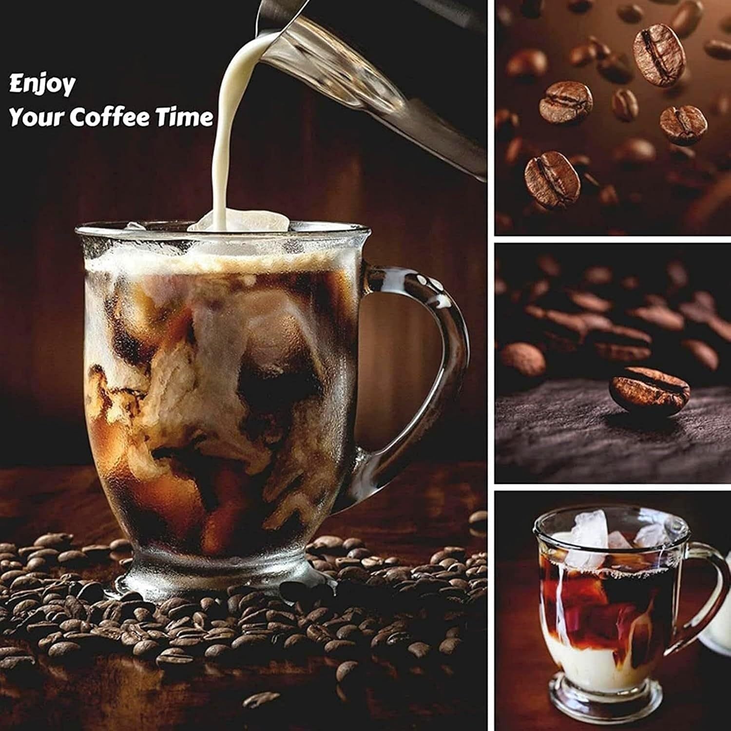 Kitchen Essentials Set – Large Ceramic Pasta Plates (Set of 6), Premium Black Knife Set (6-Piece), & Clear Glass Coffee Mugs (Set of 4) – Durable, Microwave & Dishwasher Safe