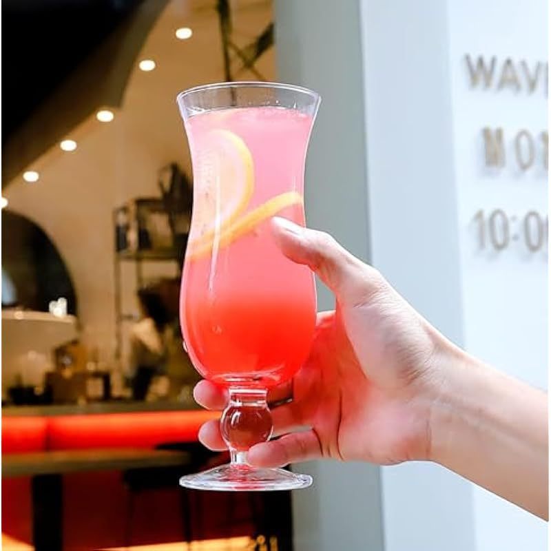 Yesland 6 Pack Hurricane Glass 13 5 oz Break Resistant Plastic Pina Colada Cocktail Glasses Clear Tulip Drinking Cups for Drinking Cocktails Tropical Drinks Water Full Bodied Beer Juice