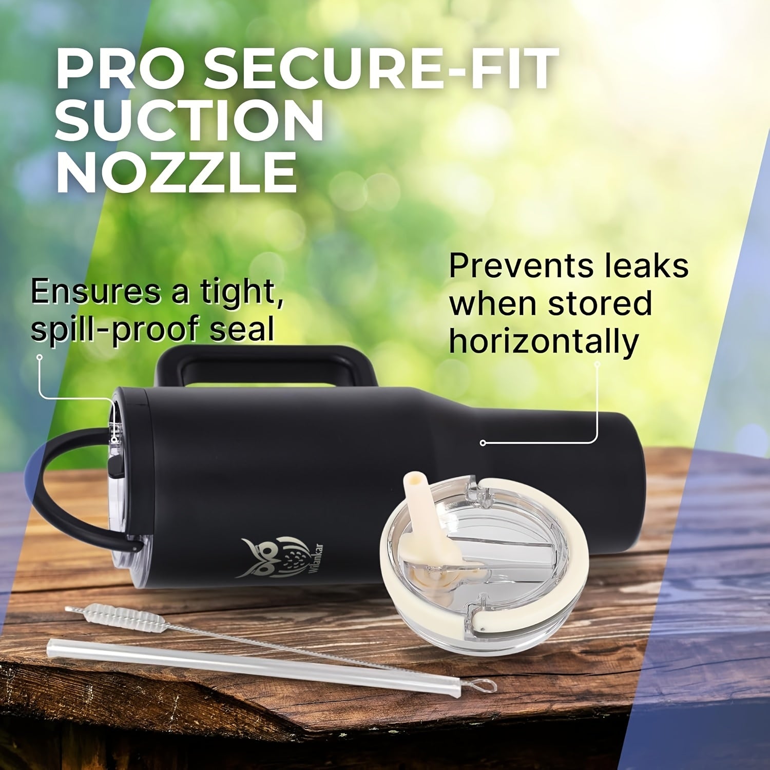 40oz Insulated Stainless Water Bottle Tumbler with Handle & Flip Straw Lid - Leak-Proof Insulated Bottle Mug, Hot\u002FCold Retention, 304 Stainless Travel Insulated Bottle for Gym,, Camping,, - Replacement Lid, Straw & Brush Included