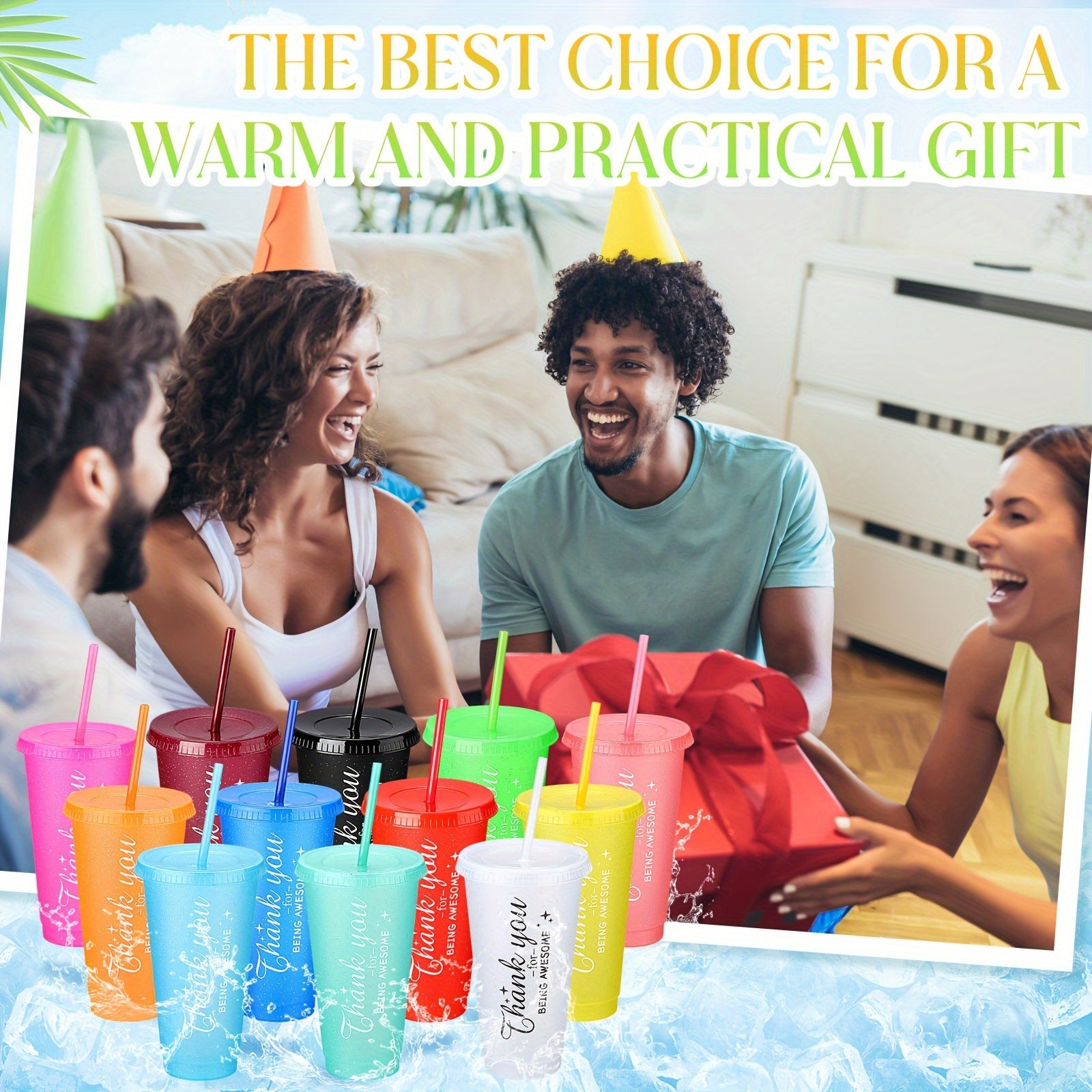 72 Pcs Thank You Gifts Inspirational Tumbler Cup 24 Oz Colorful Tumbler With Lid And Straw Reusable Plastic Tumblers Graduation Appreciation Gift For Coworker Teacher Employee (Bright Colors)