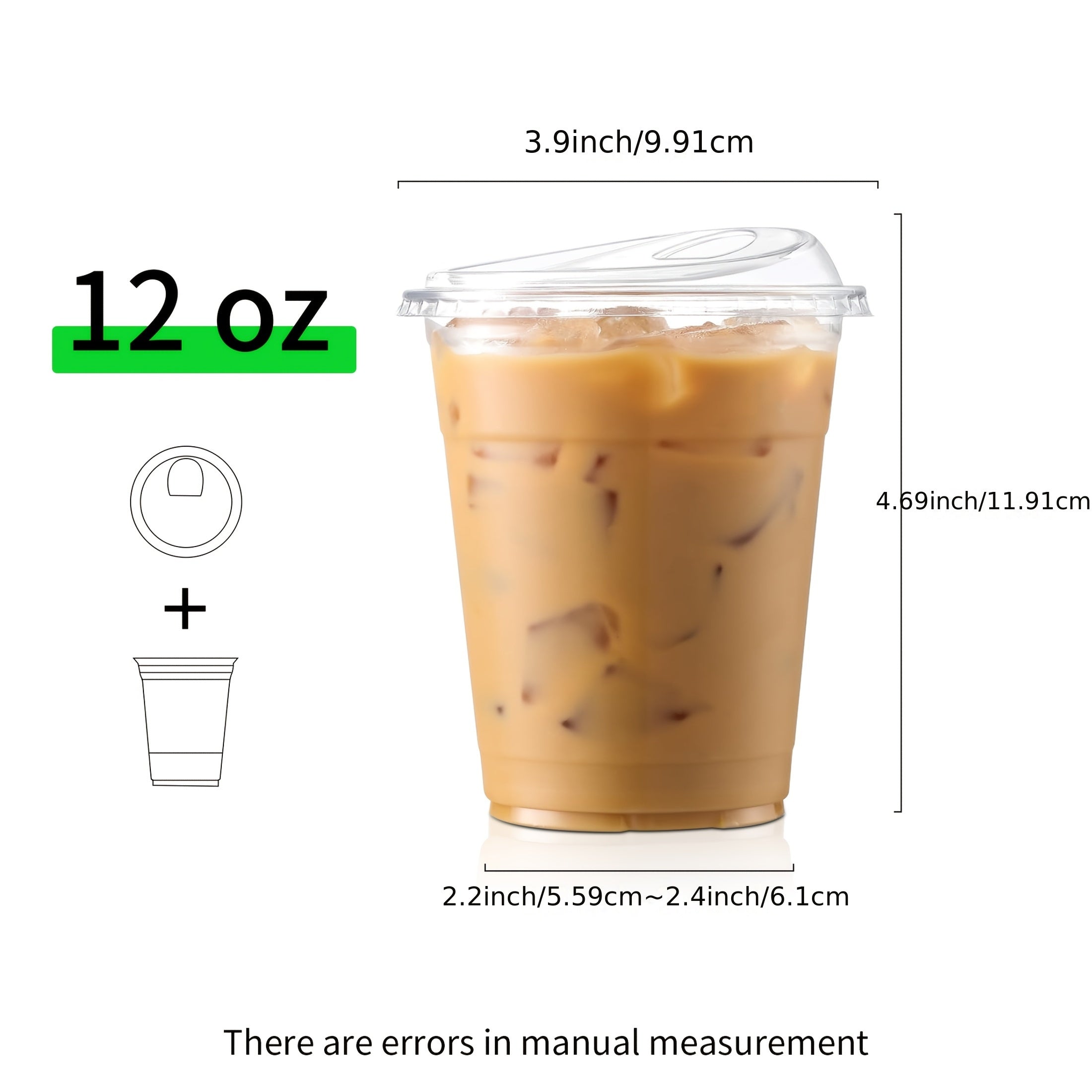 100 Sets of Plastic Cups with Lids, Frozen Cold Drink Storage Containers, Disposable Clear Ice Coffee Cups for Iced Coffees, Smoothies, Milkshakes & Takeout Beverages – Perfect for Halloween and Christmas Parties