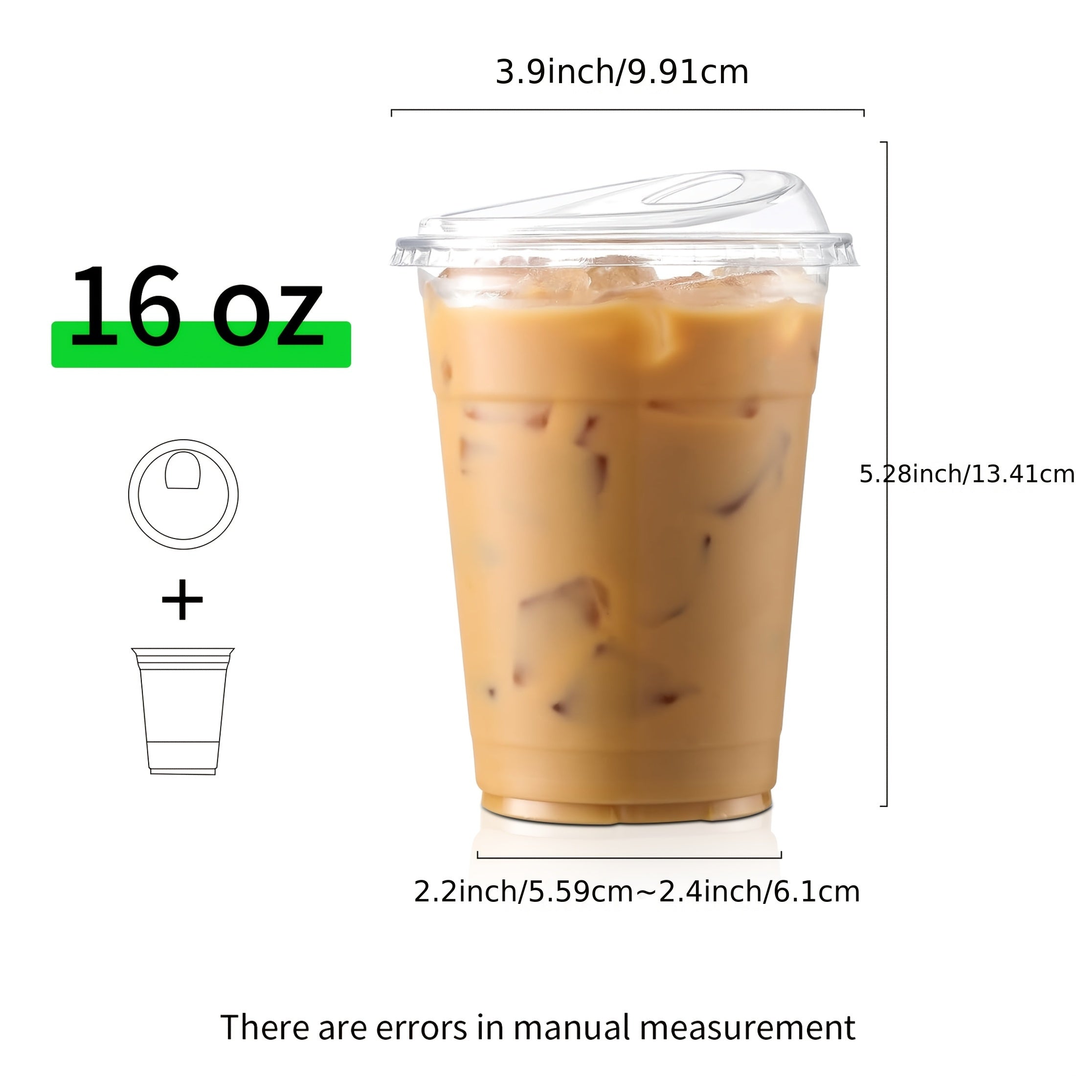 100 Sets of Plastic Cups with Lids, Frozen Cold Drink Storage Containers, Disposable Clear Ice Coffee Cups for Iced Coffees, Smoothies, Milkshakes & Takeout Beverages – Perfect for Halloween and Christmas Parties