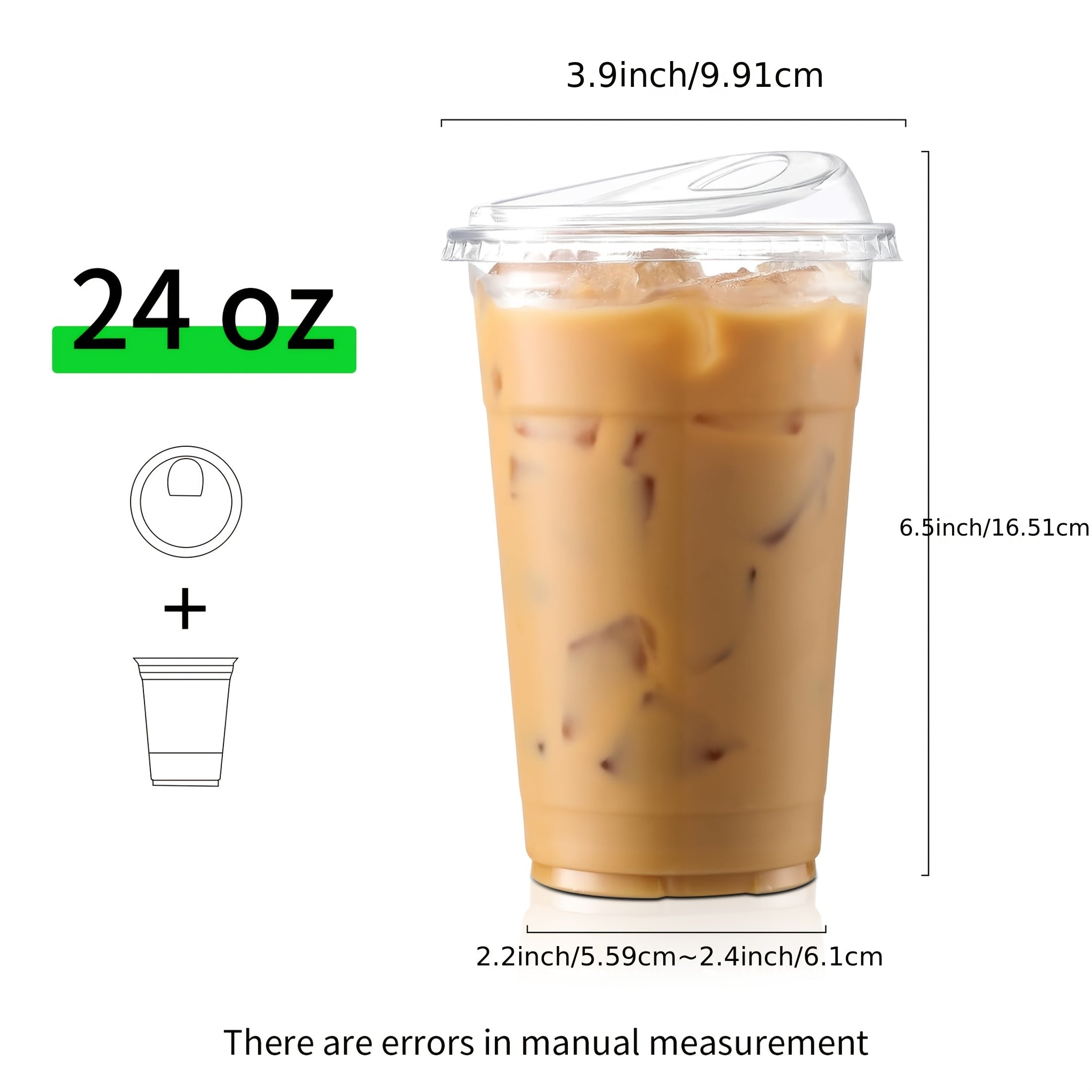 100 Sets of Plastic Cups with Lids, Frozen Cold Drink Storage Containers, Disposable Clear Ice Coffee Cups for Iced Coffees, Smoothies, Milkshakes & Takeout Beverages – Perfect for Halloween and Christmas Parties