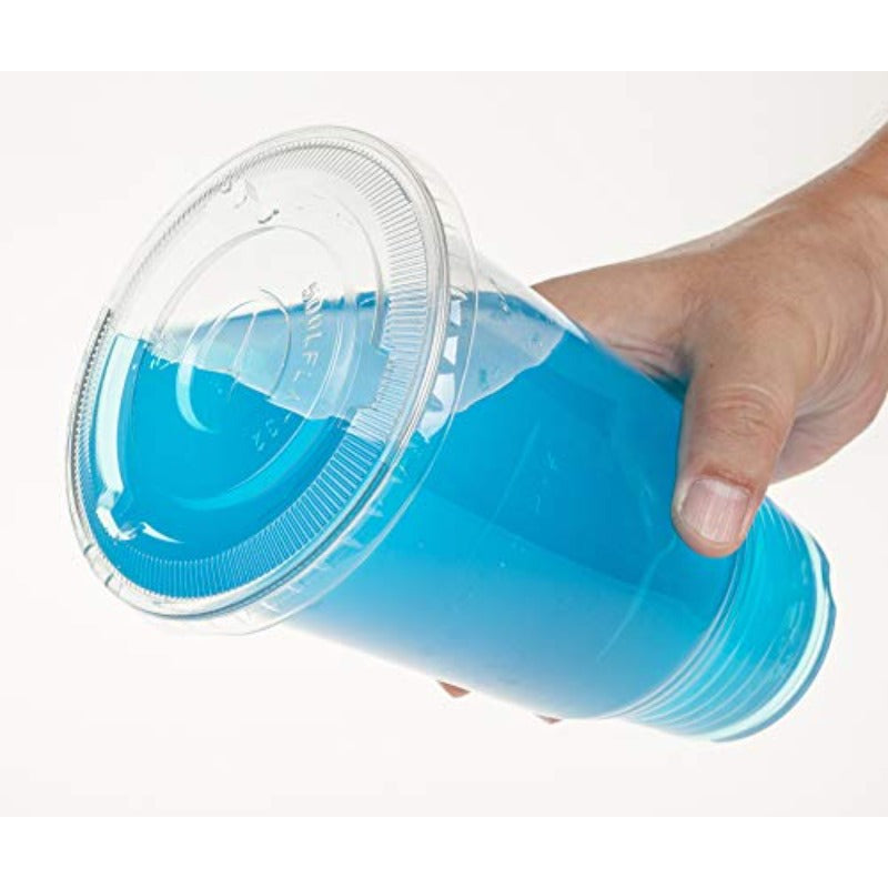 Cup series 32oz Clear Plastic cups with Flid lids with X hole 25sets, Disposable Drinkware, Catering Essentials, Functional Cups, Stackable Cups, Durable Plastic, Pet Film Coating, Plastic Drinkware, Lidded Cups